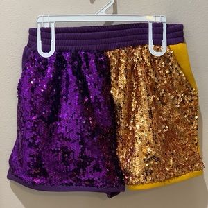 Purple & Gold Sequin Women’s Shorts